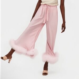 NWT $250 Sleeper Ostrich Feather Pants in Pink